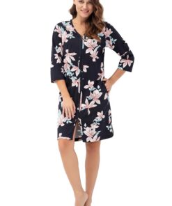 podomka szlafrok na suwak damski cienki bawełniany