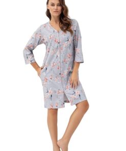 szlafrok damski zapinany na suwak szary