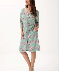 wygodny szlafrok na suwak pistacjowy