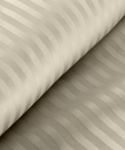 Alternative view of Beżowa pościel w prążki - pościel satynowa