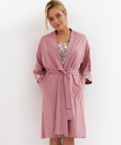 różowy cienki szlafrok damski cana