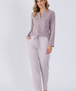 kawowa elegancka piżam dani bawełniana