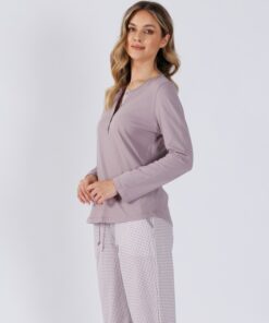 kawowa elegancka piżam dani długa