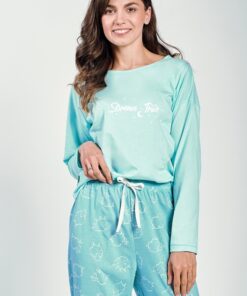 niebieska piżama damska długa