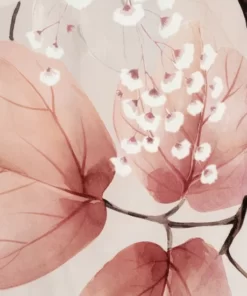 Alternative view of Biało różowa Pościel Eurofirany Premium - z makosatyny bawełnianej w liście i kwiaty