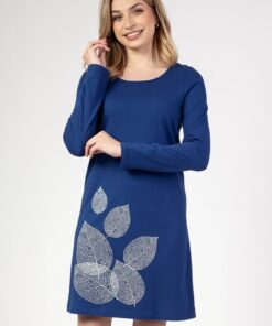 koszula nocna regina długi rękaw granatowa