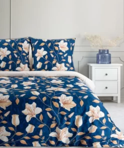 granatowa elegancka pościel satyna bawełniana