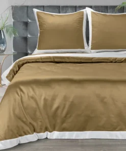 złota pościel z lamówką