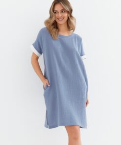 koszula nocna z lekkiej bawełny muślinowej na lato