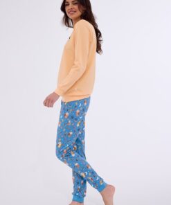 piżama damska bawełna długi rękaw ściągacze owls