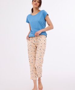 piżama damska z krótkim rekawem i spodniami 7/8 długości