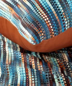 Alternative view of Pomarańczowa pościel w barwne pasy - Eurofirany satyna bawełniana