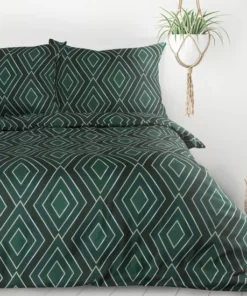 Pościel w kolorze butelkowej zieleni w romby - Eurofirany
