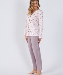 Alternative view of Piżama damska rozpinana Elin 1496 wrzosowa