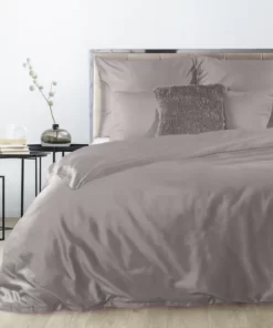 Gładka szara pościel z satyny bawełnianej Eurofirany