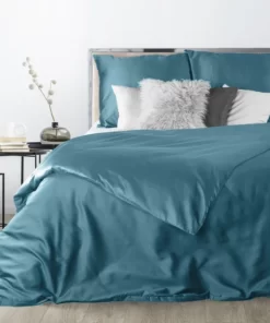 Gładka turkusowa pościel z satyny bawełnianej