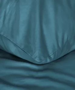 Alternative view of Gładka turkusowa pościel z satyny bawełnianej