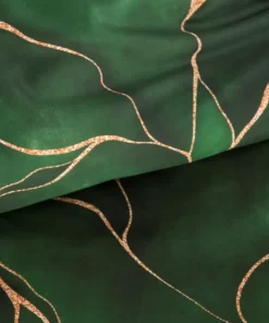 Alternative view of Zielona pościel w liście - satyna bawełniana