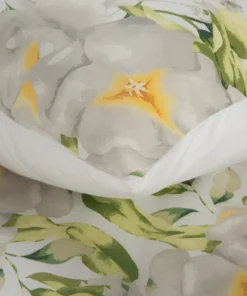 Alternative view of Biała pościel z bawełny satynowej w kwiaty