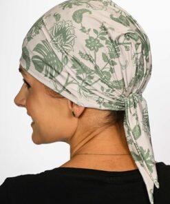 kremowo miętowa chustka na głowę po chemioterapii