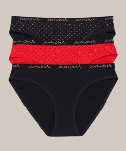 Majtki damskie Figi Henderson zestaw 3 szt. czarno czerwony