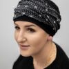 Bambusowy Turban Helena – Czarny w elegancki wzorek