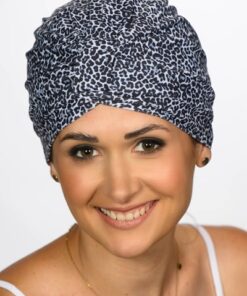 czepek na basen szary w cętki elegancki