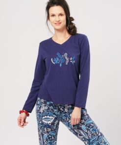 folkowa długa piżama damska