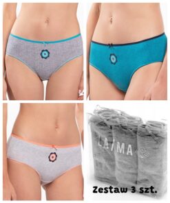 Figi damskie Majtki Lama zestaw 3 szt. szary niebieski