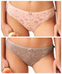 Majtki damskie Figi Key pakiet 2 szt. kawa i beż