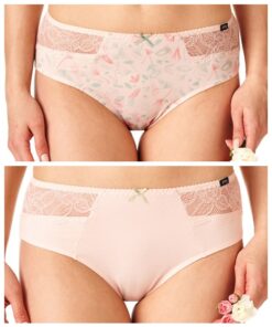 Figi damskie Majtki Key pakiet 2 szt. morelowe z koronką