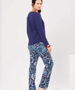 granatowa dluga piżama damska key