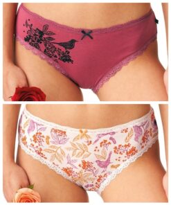 Majtki damskie Figi Key pakiet 2 szt. Ecru i bordo