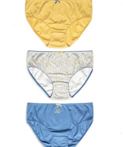 Figi damskie Majtki Lama zestaw 3 szt. niebieski biały żółty