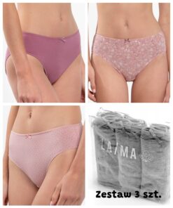 Figi damskie Majtki Lama zestaw 3 szt. Pudrowy róż