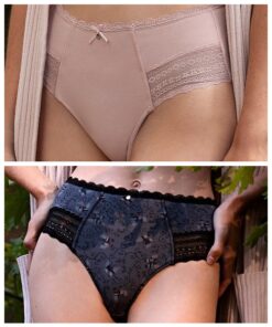 Majtki damskie Figi Lama pakiet 2 szt. Fiolet i beż