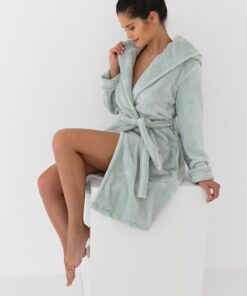 puszysty miętowy szlafrok damski sensis