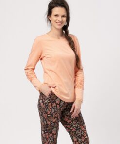 morelowa piżama damska key długi rękaw