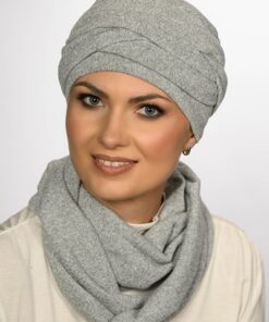 wełniana czapka damska jasny szary