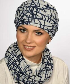 wełniana czapka damska w szary wzorek