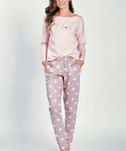 pastelowa piżama damska bawełna długi rękaw