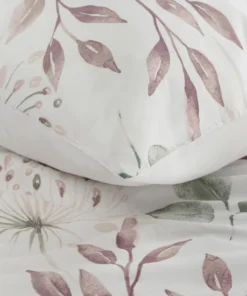 Alternative view of Polska bawełniana biała pościel w botaniczny wzorek