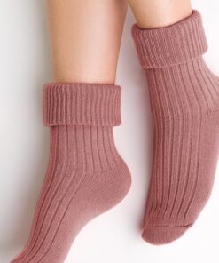 Skarpety damskie do spania Steven 067 z wełną ciemny róż