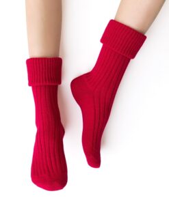 Skarpety damskie do spania Steven 067 z wełną czerwone