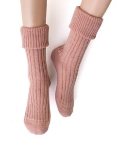 Skarpety damskie do spania Steven 067 z wełną pudrowe