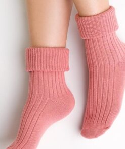 Skarpety damskie do spania Steven 067 z wełną różowe