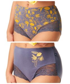 Figi damskie eleganckie majtki Key pakiet 2 szt. śliwkowo żółte