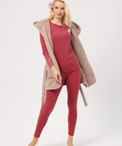 kawowa kamizelka damska z kapturem