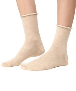 Alternative view of Kaszmirowe Skarpetki damskie nieuciskające beżowe