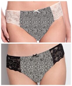 Majtki damskie Lama pakiet 2 szt. Beż i czarny koronka